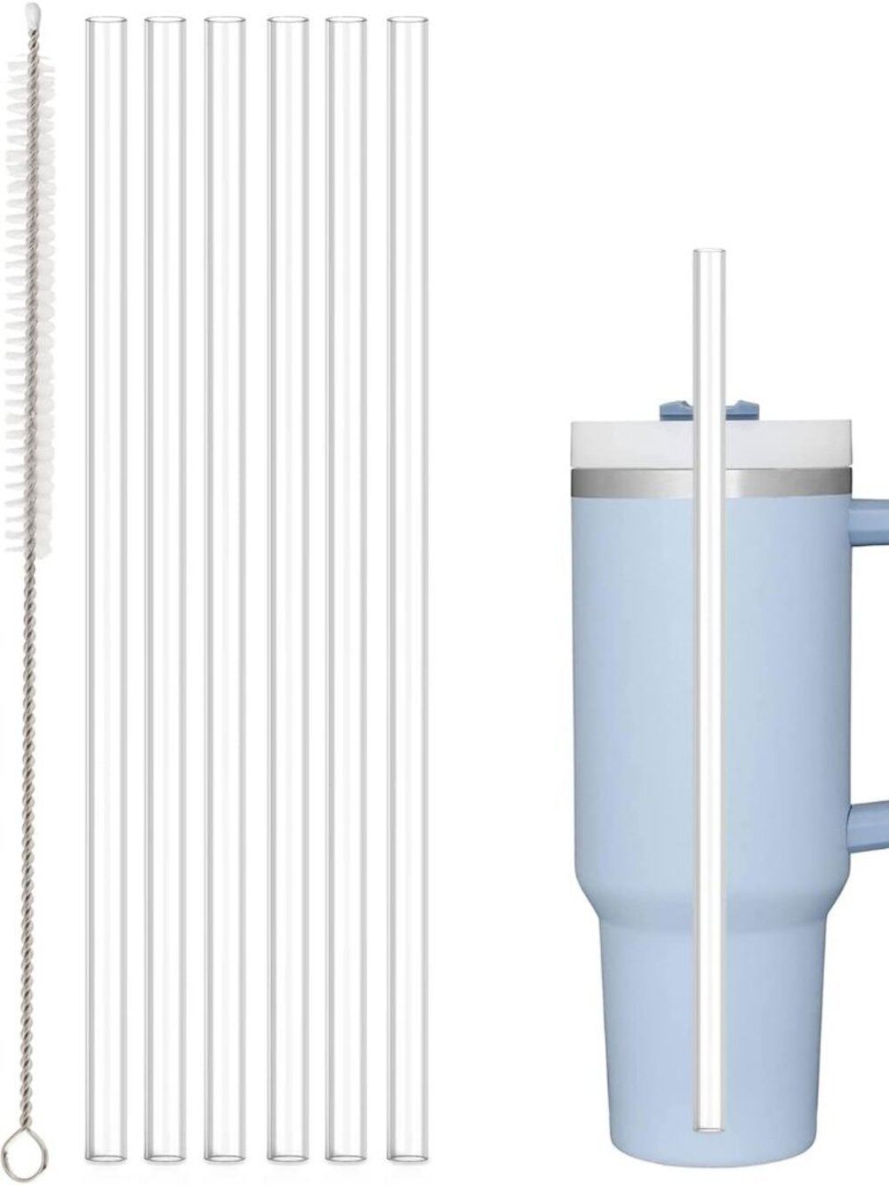 6 Pack Replacement Straws for Stanley 40oz & 30oz Tumblers with Cleaning Brush